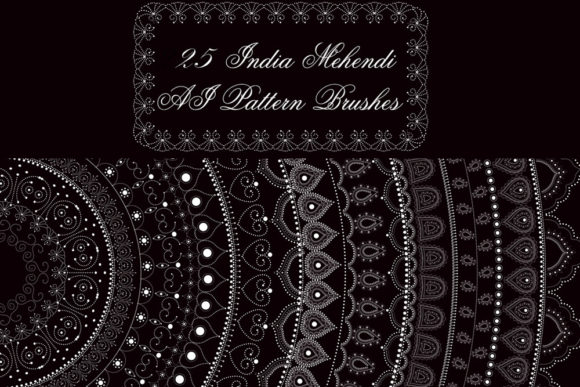 Download 25 India Mehendi Illustrator Brushes - Premium Resources