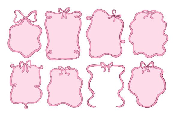 Download Cute Pink Ribbon Frame Label Element Set - Frame Collection