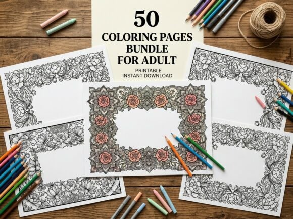Download Beautiful Floral Mandala Frame Coloring - Frame Collection