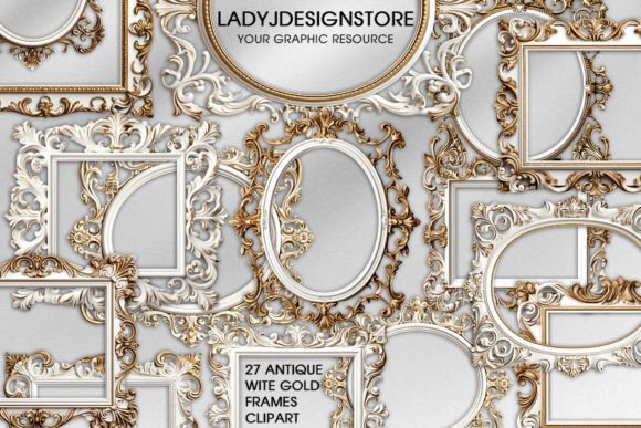 Download Antique White Gold Frames Clipart - Frame Collection