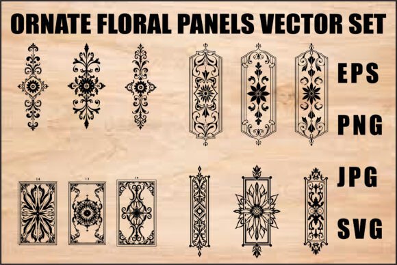 Download Black Ornate Floral Panel Set - Premium Resources