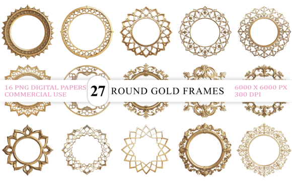 Download Luxury Decorative Round Gold Frames PNG - Frame Collection
